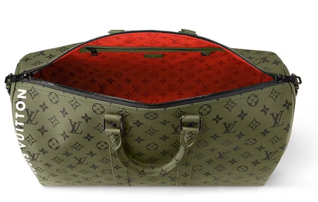 Louis Vuitton Keepall Bandouliere 45 Khaki Green/Vermillion Red