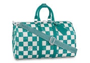 Louis Vuitton Keepall Bandouliere 45 Teal Blue carreaux blanc 