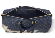 Louis_Vuitton_Keepall_Bandouliere_50_Monogram_Bleach intérieur zip vert bleu dorée 