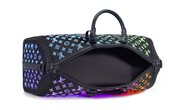 Louis Vuitton Keepall LED Monogram 50 Black, sac de voyage Keepall 50 noir avec motif Monogram à effet LED lumineux, poignées en cuir et bandoulière amovible.