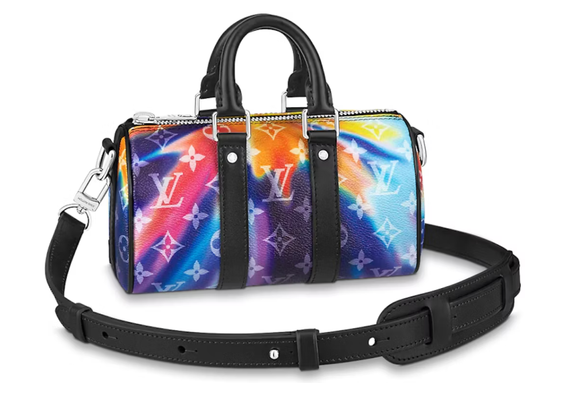 Louis Vuitton Keepall XS Sunset Monogram Multicolor en toile Monogram multicolore avec finitions argentées et bandoulière.