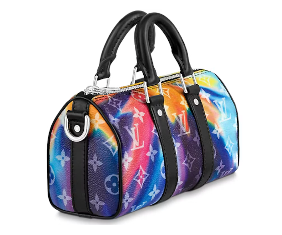 Louis Vuitton Keepall XS Sunset Monogram Multicolor en toile Monogram multicolore avec finitions argentées et bandoulière.