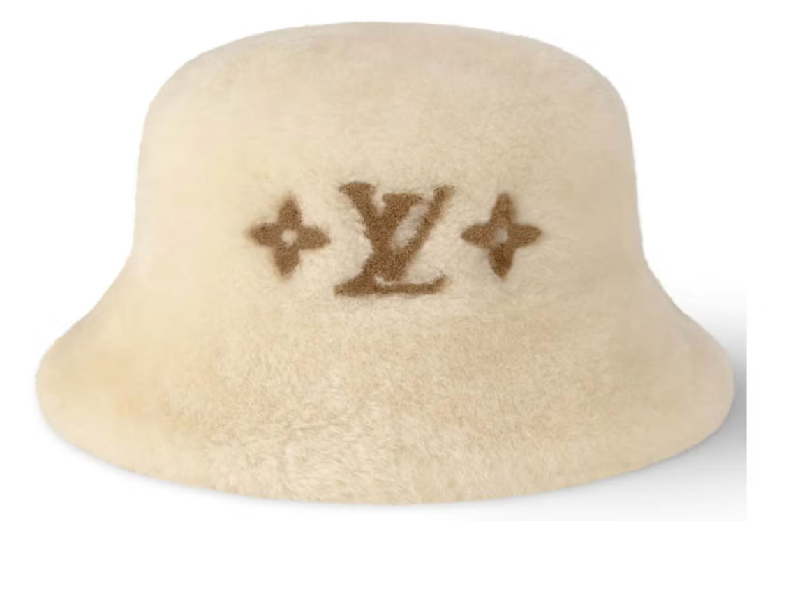 Louis Vuitton LV Cloud Bucket Hat Natural fourure logo icône beige marron moumoute