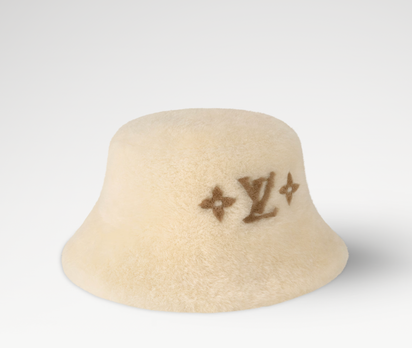 Louis Vuitton LV Cloud Bucket Hat Natural fourure logo icône beige marron moumoute