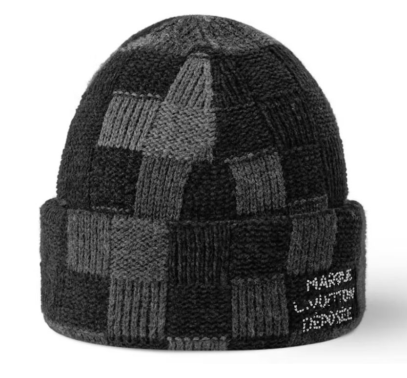 Louis Vuitton LV Crush Damoflage Beanie Black Damoflage bonnet noir carreaux tricot marque déposée