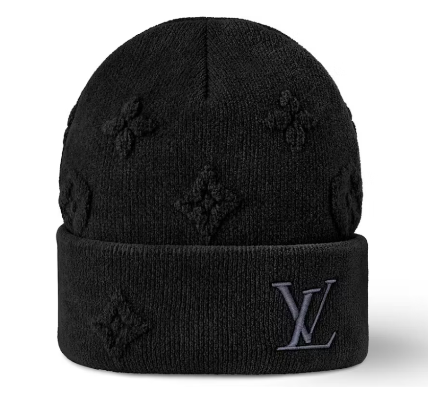 Louis Vuitton LV Crush Monogram Beanie Black bonnet logo lv couture fleurs icône