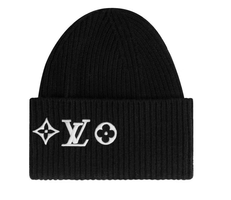 Louis Vuitton LV Headline Beanie Black logo blanc noir fleurs icône