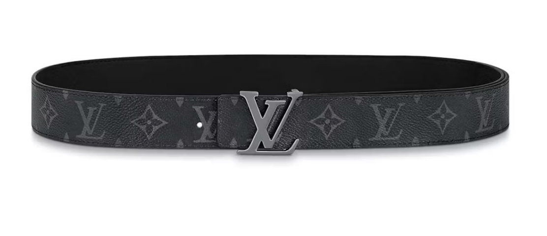 Louis Vuitton LV Initiales 35mm Reversible Belt Monogram Eclipse Logo noir argent