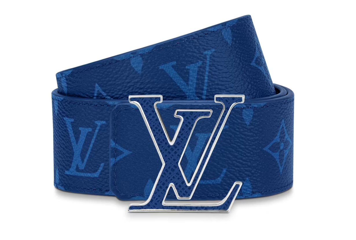 ceinture Louis Vuitton LV Initiales Reversible Belt , bleu , réversible 