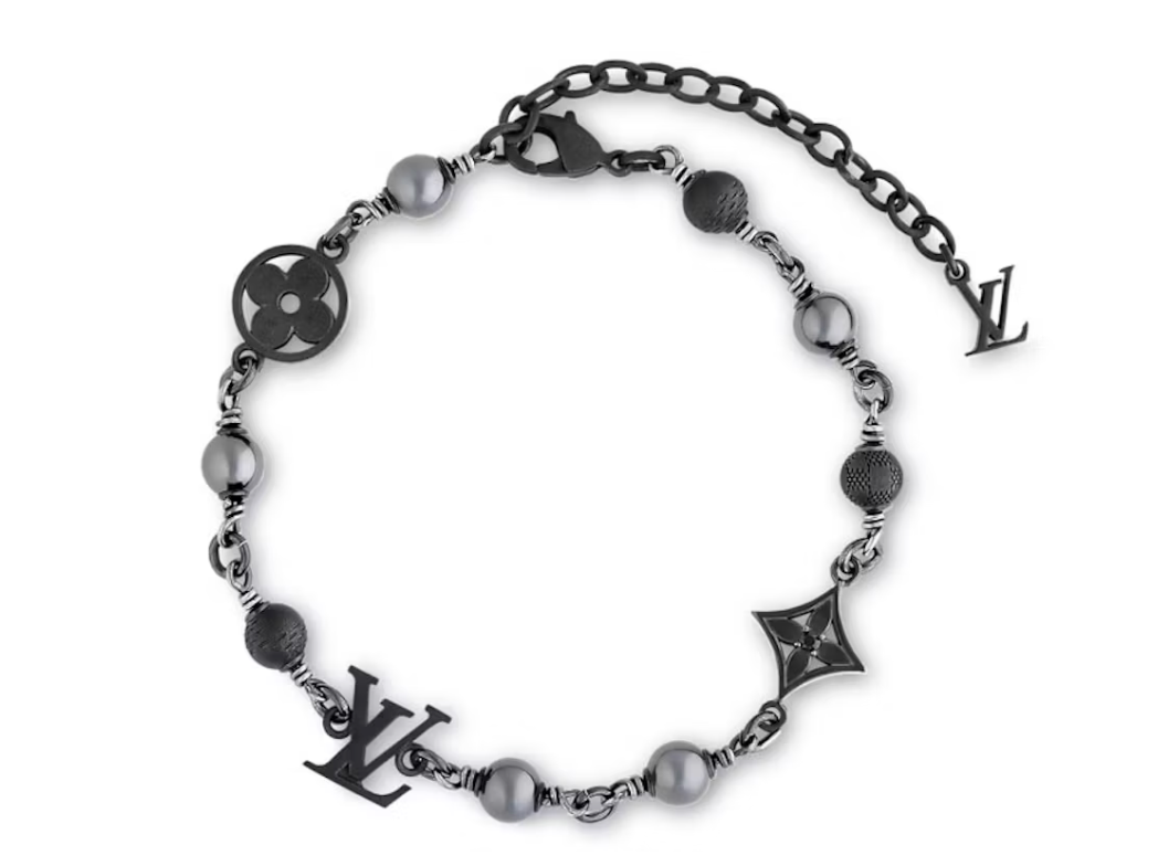 Louis Vuitton LV Pearls Bracelet Black noir gris argent