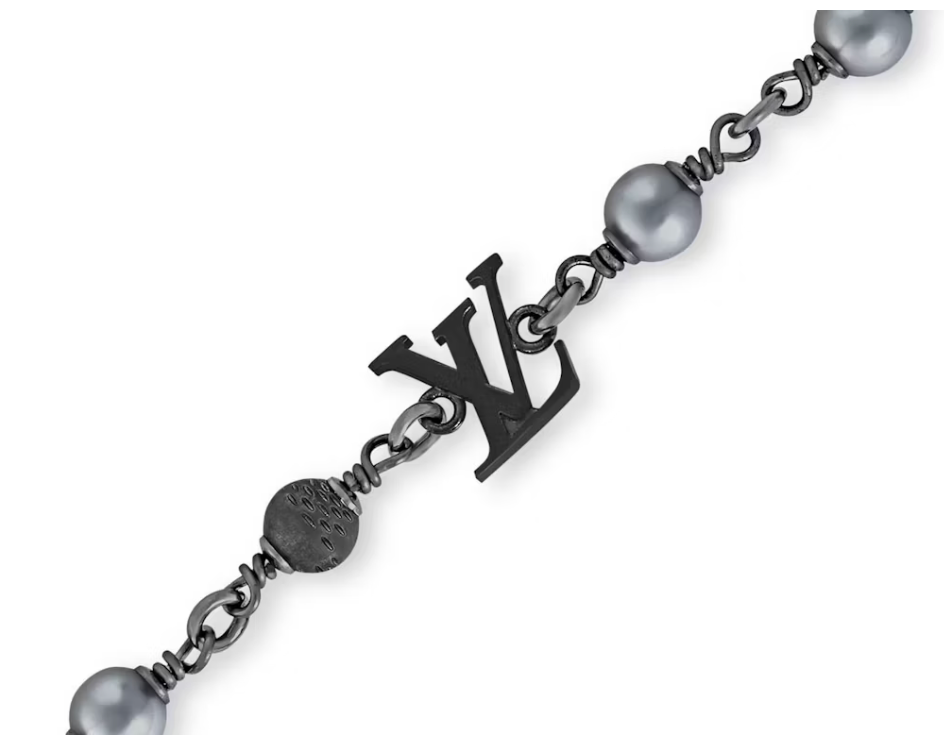 Louis Vuitton LV Pearls Bracelet Black noir gris argent