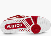 Louis Vuitton LV Skate Sneaker Red White, sneaker de luxe Louis Vuitton rouge et blanche inspirée du skate avec matériaux premium et finitions haut de gamme.