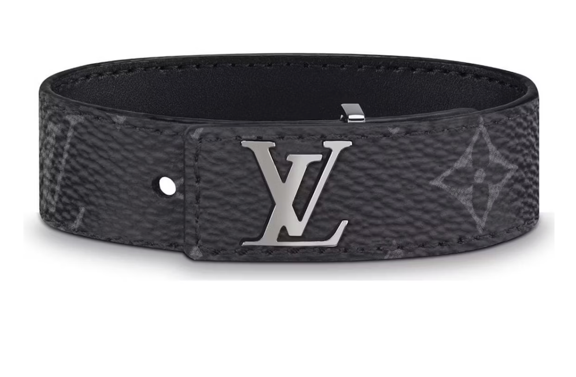 Louis Vuitton LV Slim Bracelet Monogram Eclipse Black ceinture logo fleurs argent icône
