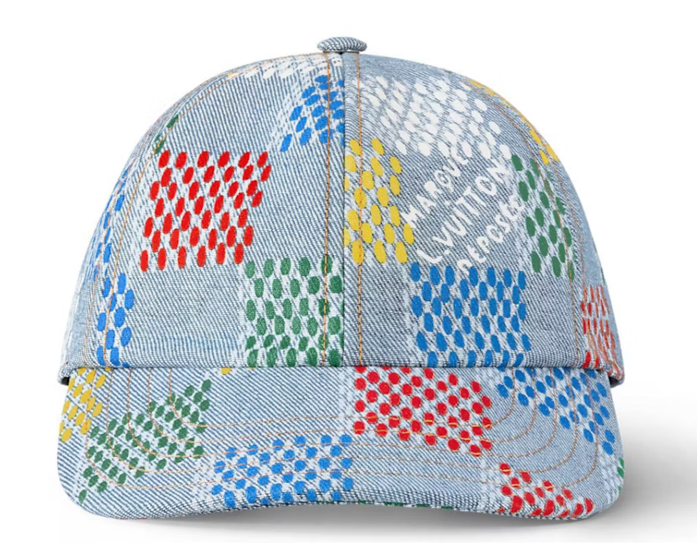 Louis Vuitton LV Vers Damier Cap Denim Blue carreaux casquette multicolore écriture blanc