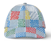 Louis Vuitton LV Vers Damier Cap Denim Blue carreaux casquette multicolore écriture blanc