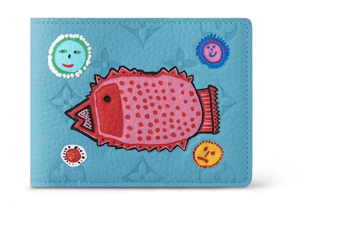 Louis Vuitton LV x YK Portefeuille Multiple Bleu poisson eau marin 