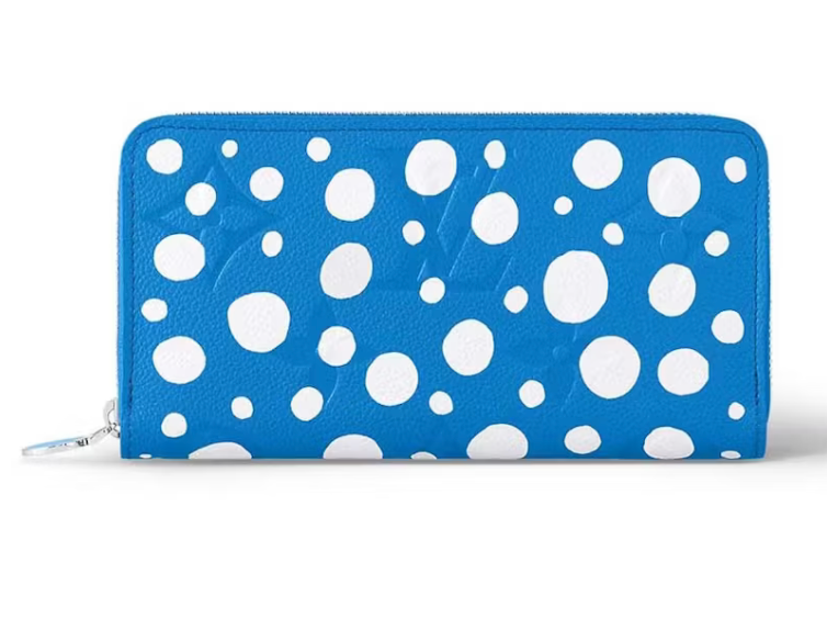 Louis Vuitton LV x YK Zippy Portefeuille Bleu/Blanc logo point blanc icône bleu 