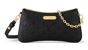 Louis Vuitton Liv Pochette Black logo icône or zip chaine 