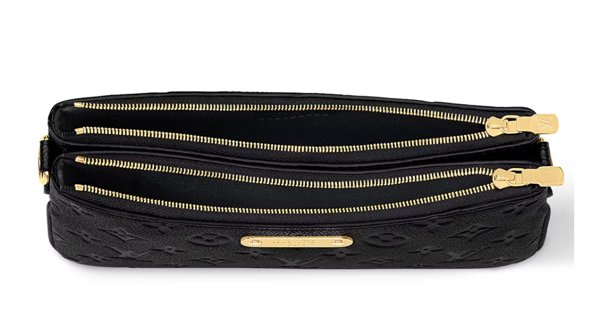 Louis Vuitton Liv Pochette Black arrière logo icône zip or intérieur 