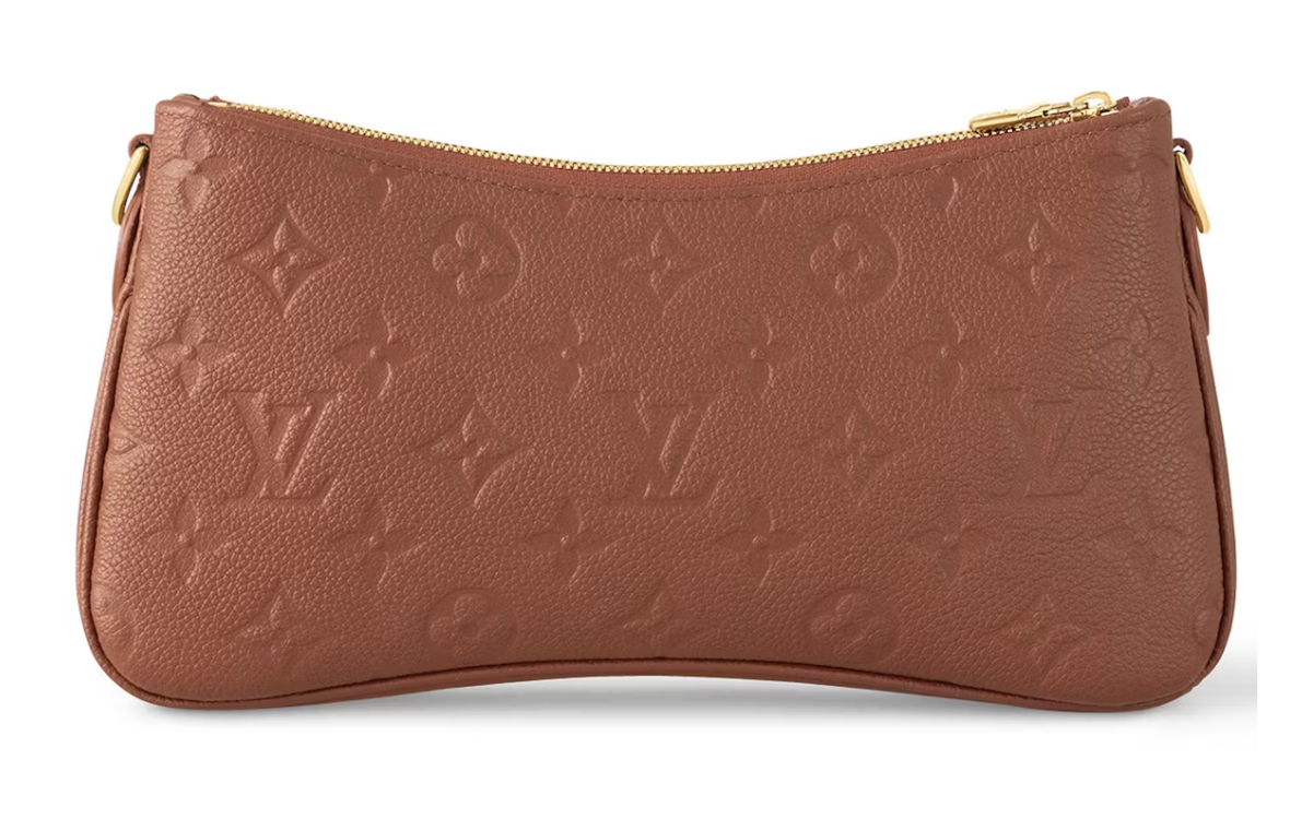 Louis Vuitton Liv Pochette Cognac logo icône cuir zip dorée