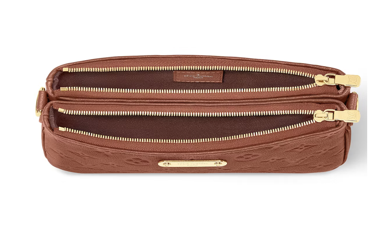 Louis Vuitton Liv Pochette Cognac zip ouverture intérieur