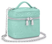 Louis Vuitton Micro Vanity Lagon Nacré Turquoise argent logo chaine zip