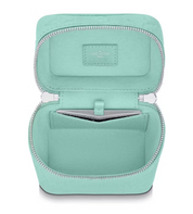 Louis Vuitton Micro Vanity Lagon Nacré Turquoise argent zip rangement intérieur 