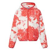 Louis Vuitton Monogram Bandana Windbreaker Orange/White, coupe-vent orange et blanc à motif Monogram Bandana avec fermeture zippée.