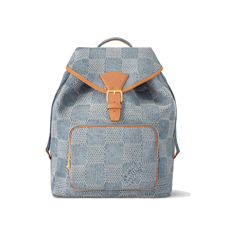 Louis Vuitton Montsouris Backpack Damier Denim 3D Blue Denim, sac à dos Louis Vuitton bleu avec motif Damier Denim 3D texturé et bretelles ajustables.