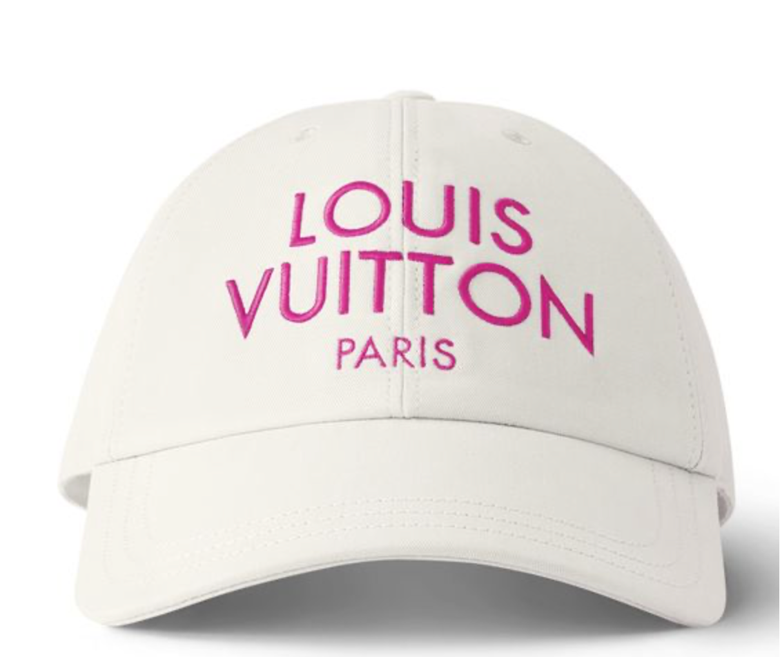 Louis Vuitton My LV Paris Cap White, casquette Louis Vuitton blanche avec visière incurvée et détails My LV Paris.