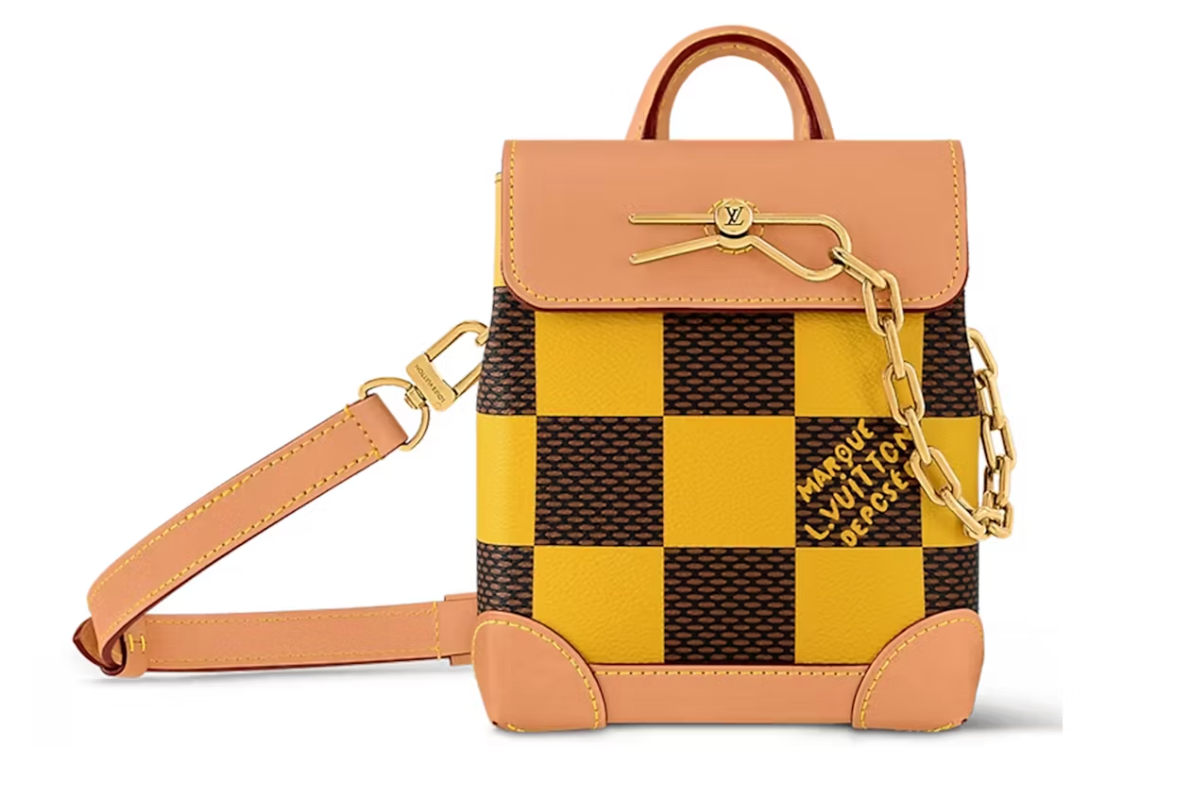 Louis Vuitton Nano Steamer Damier Pop Jaune , marron , beige , compacte , vu de face