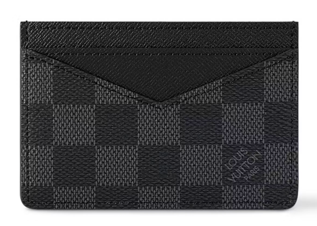 Louis Vuitton Neo Porte Cartes Damier Graphite en toile enduite gris et noir, avec cinq fentes pour cartes et doublure en cuir de veau.