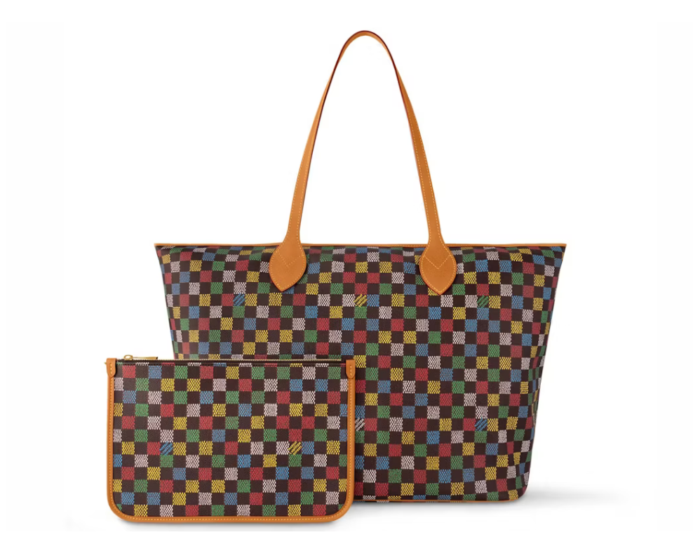 Louis Vuitton Nevereverfull LV Vers Damier Ebene Multicolor carreaux coloré bleu jaune vert rouge blanc