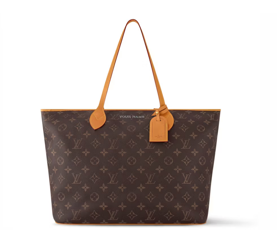 Louis Vuitton Nevereverfull Monogram logo cuir marron orange icône sac à main