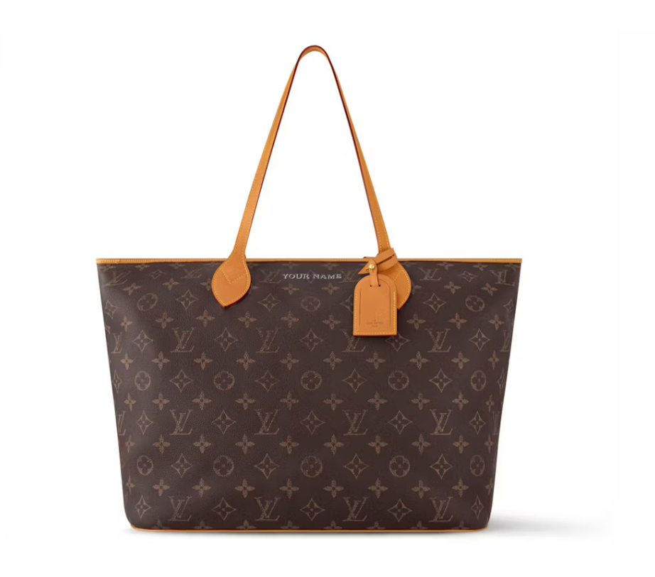 Louis Vuitton Nevereverfull Monogram logo cuir marron orange icône sac à main
