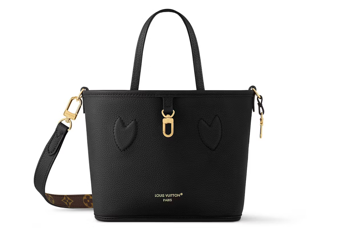 Monogram or noir sac bandoulière coeur logo réversible