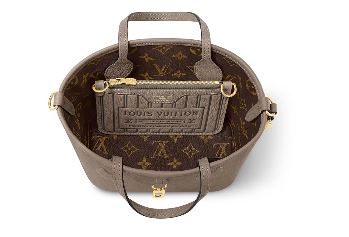 Louis Vuitton Neverfull Bandouliere BB Inside Out Dark Fango/Monogramme , vue de l'interieurs