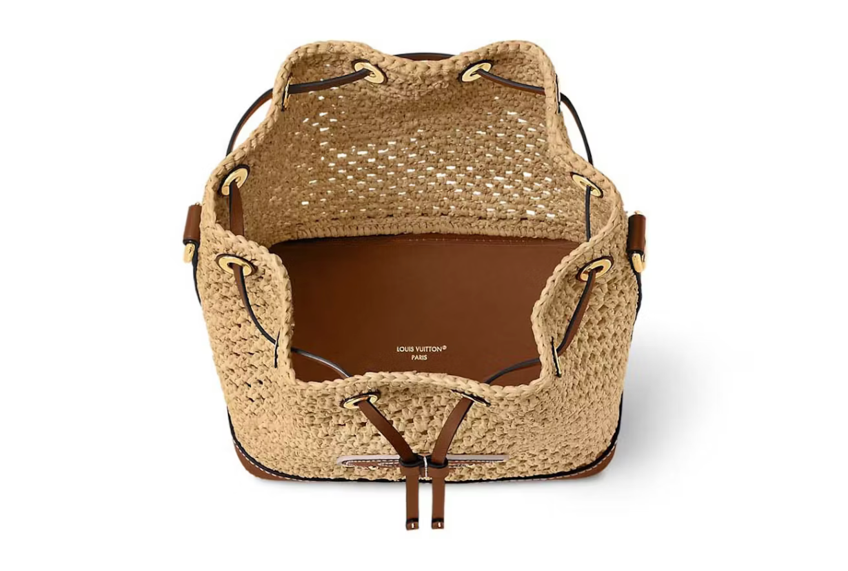 Sac seau Louis Vuitton Noé en cuir monogram – classique iconique de luxe, vue de l'intérieur