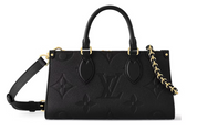 Louis Vuitton OnTheGo Est Ouest Noir , chaîne dorée , vue de face 