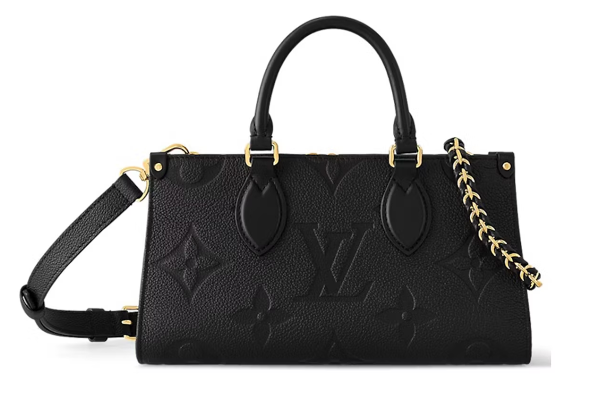 Louis Vuitton OnTheGo Est Ouest Noir , chaîne dorée , vue de face 