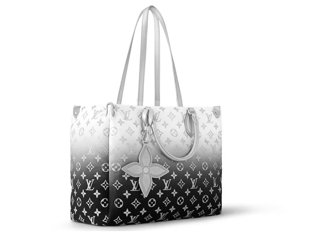 Louis Vuitton OnTheGo MM Frost Gardiant Silver dégradé argent noir sac logo icône 