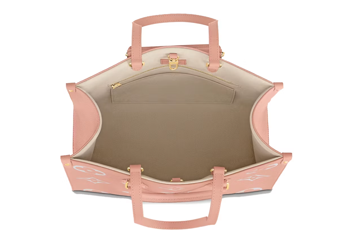 Louis Vuitton Onthego MM Trianon Rose/Crème , vu de l'intérieur