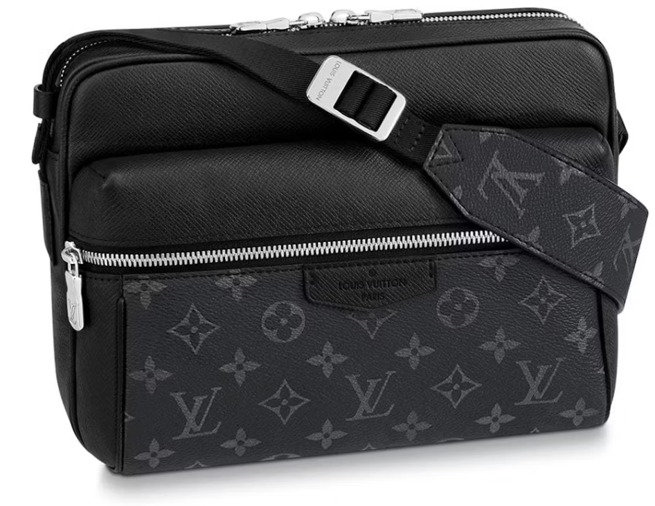 Louis_Vuitton_Outdoor_Messenger_Monogram_Eclipse_Taiga_Black logo icône argent zip noir pochette sacoche