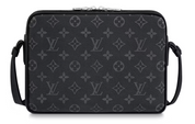 Louis Vuitton Outdoor Messenger Monogram Eclipse Taiga Black arrière lv logo noir argent zip icône