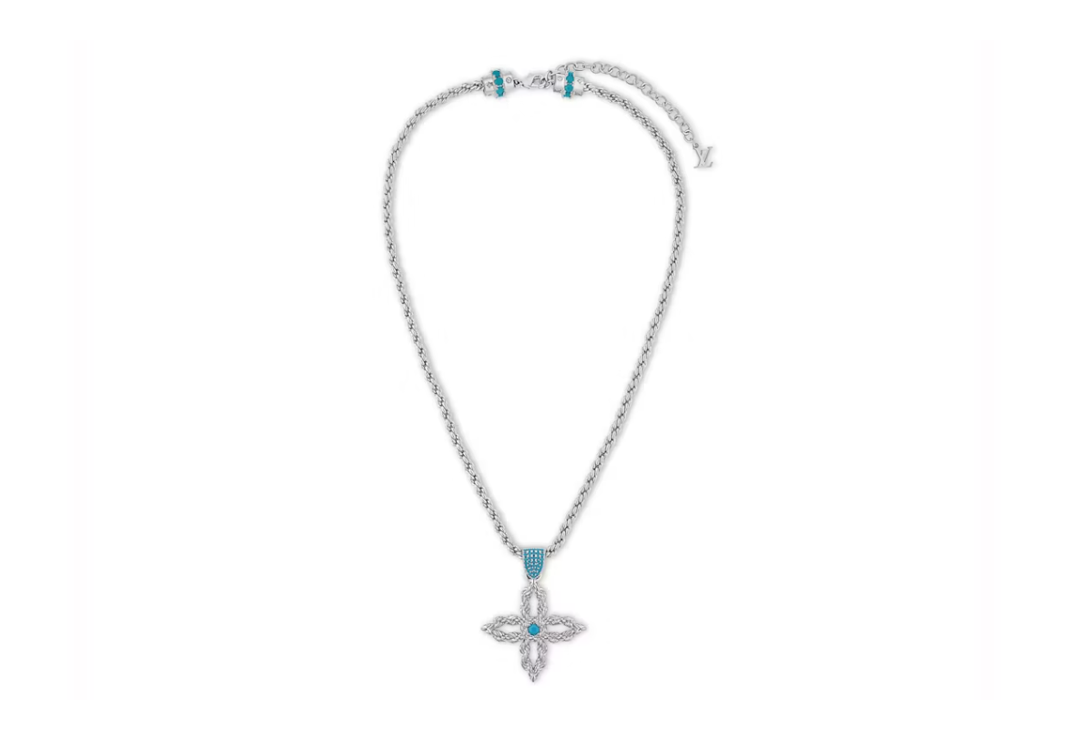 Louis Vuitton Pendentif LV Fleur Corde Argenté
