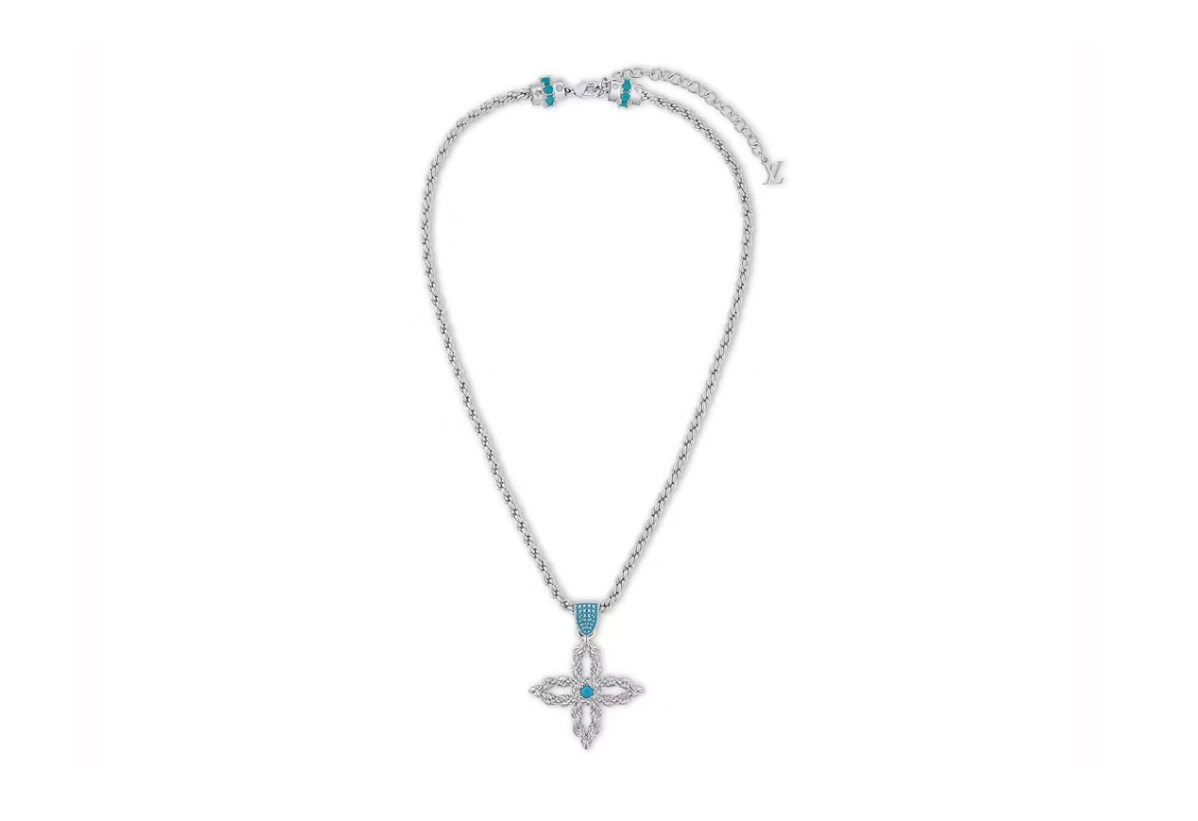 Louis Vuitton Pendentif LV Fleur Corde Argenté