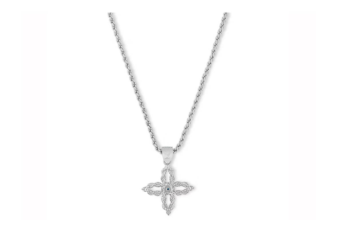 Louis Vuitton Pendentif LV Fleur Corde Argenté