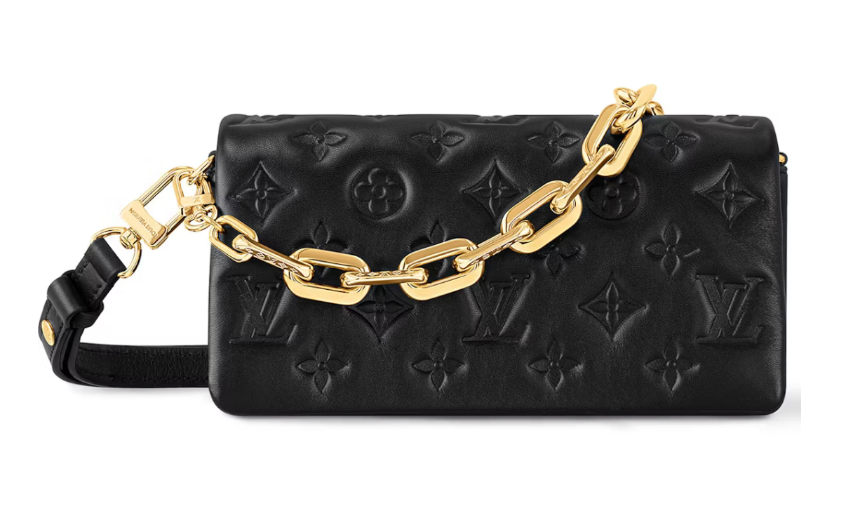 Louis Vuitton Pochette Coussin Black or chaine logo icône noir