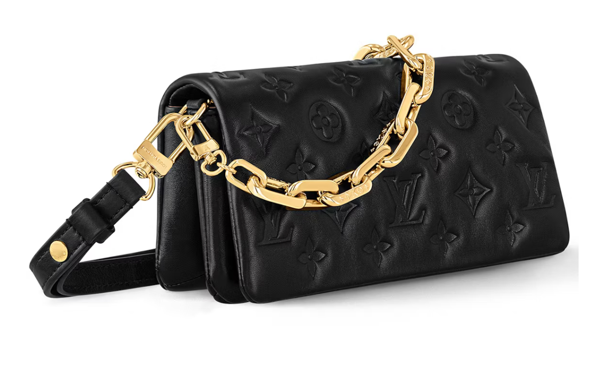 Louis Vuitton Pochette Coussin Black or chaine logo icône sac à main