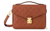 Louis Vuitton Pochette Metis Cognac logo icône cuir or sac à main